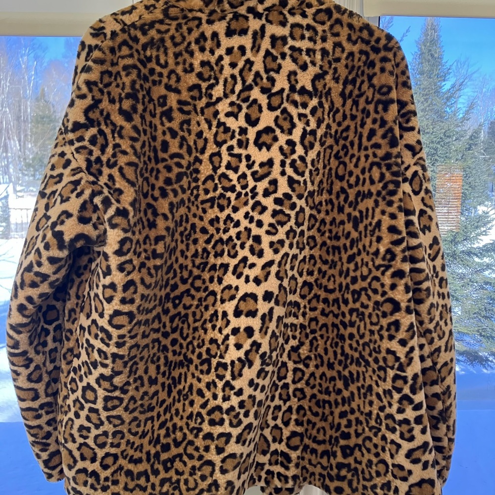 Monki Animal Print Faux Fur Jacket S - Picture 2 of 5